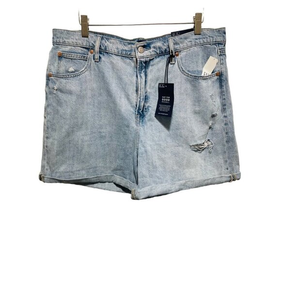 NWT GAP Denim High Rise Mom Shorts Jean Shorts Distressed Women’s Size 16/33 - Picture 1 of 3